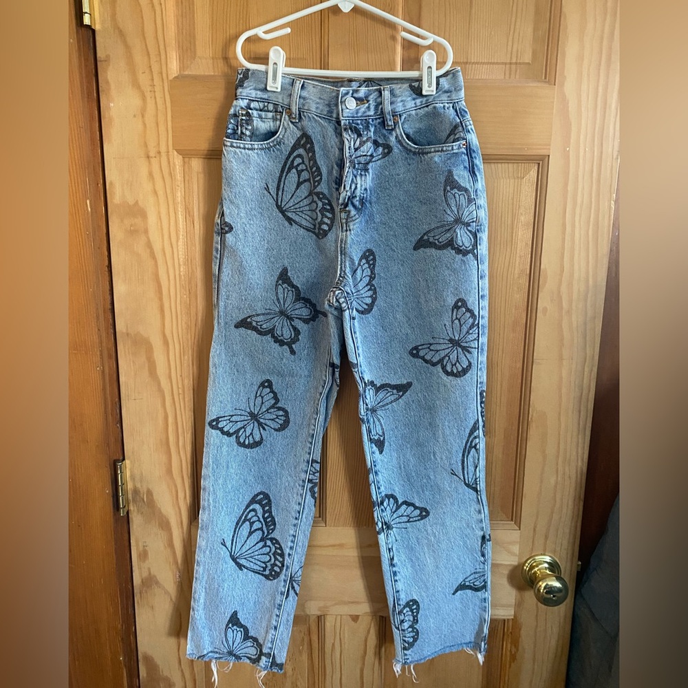PacSun Blue Butterfly Straight Leg Jeans